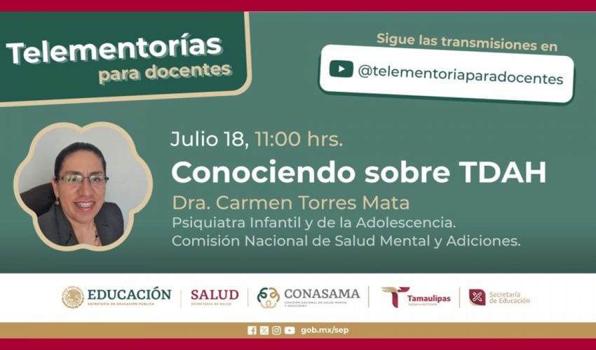 Invitación a transmisión en vivo sobre: “Telementorías para docentes; Conociendo sobre TDAH“