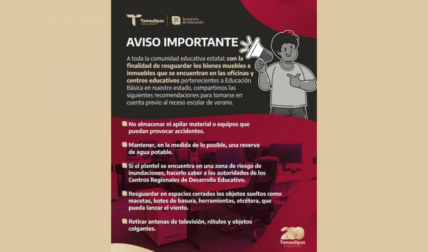 A toda la comunidad educativa estatal, aviso importante