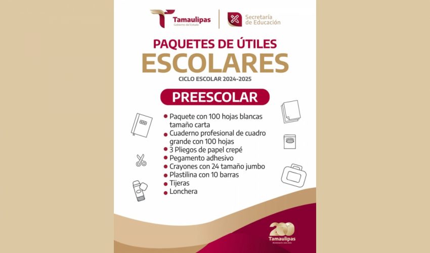 Paquetes de útiles escolares – Preescolar