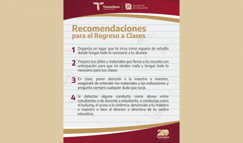 Recomendaciones para el regreso a clases