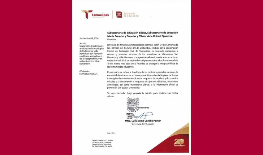 Atento aviso a la comunidad educativa estatal