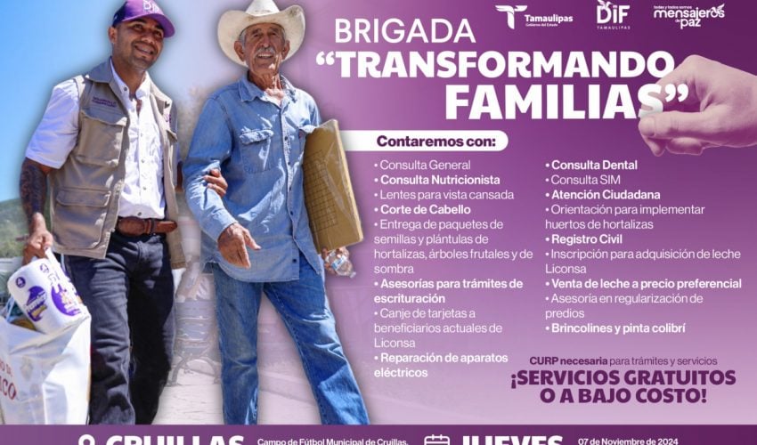 Brigadas “Transformando Familias”, organizadas por el Sistema DIF Tamaulipas