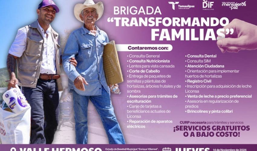 Brigadas “Transformando Familias”, organizadas por el Sistema DIF Tamaulipas