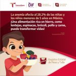 La anemia afecta al 28.2% de las niñas y los niños menores de 5 años en México