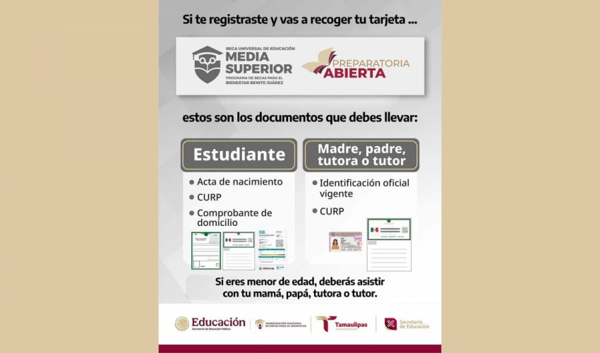 Invita a estudiantes de la Prepa Abierta recoger Tarjetas de la ‘Beca del Bienestar Benito Juárez’