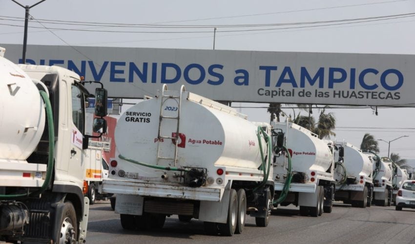 Envía Gobierno de Tamaulipas pipas para distribuir agua en la zona sur