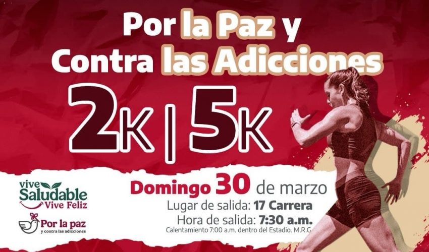 Invita Gobierno de Tamaulipas a caminata y carrera 2K y 5K “Por la Paz y Contra las Adicciones”