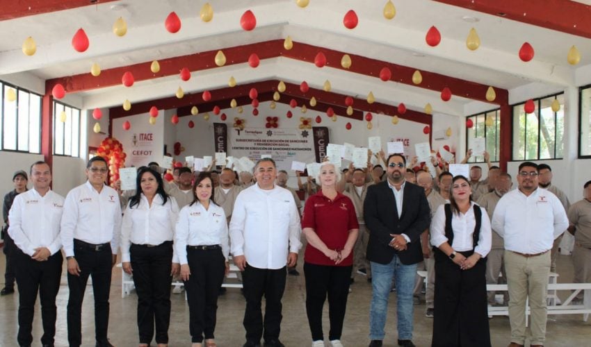 Entregan CEDES Matamoros e ITACE constancias de capacitación laboral a PPLs