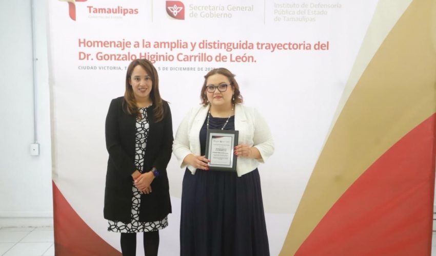 Rinde homenaje Instituto de Defensoría Pública a Gonzalo Higinio Carrillo de León por su legado en la justicia tamaulipeca
