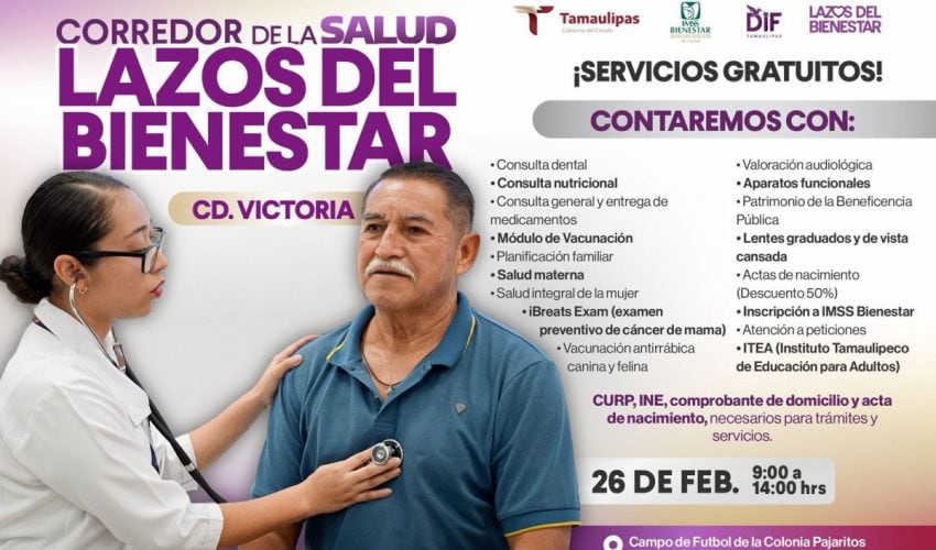 Gobierno y DIF Tamaulipas invitan al Segundo Corredor de la Salud “Lazos del Bienestar” en Victoria
