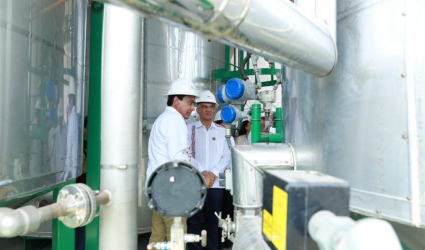 Gobernador constata avance de planta de combustibles alternativos en Altamira