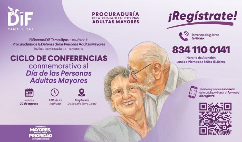 DIF Tamaulipas conmemora el Día Nacional de las Personas Adultas Mayores con ciclo de conferencias